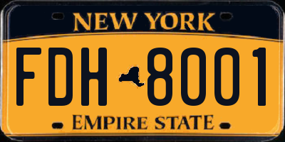 NY license plate FDH8001