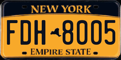 NY license plate FDH8005