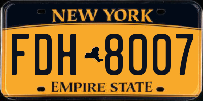 NY license plate FDH8007