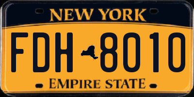 NY license plate FDH8010