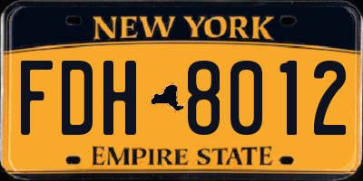 NY license plate FDH8012