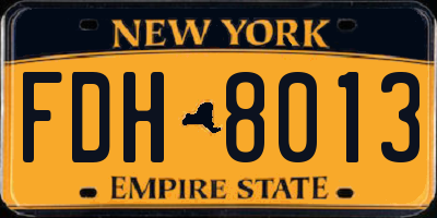 NY license plate FDH8013