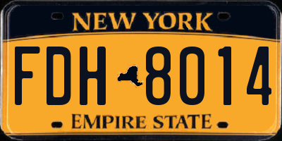 NY license plate FDH8014