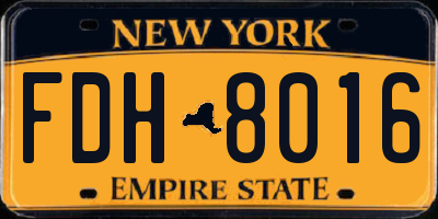 NY license plate FDH8016