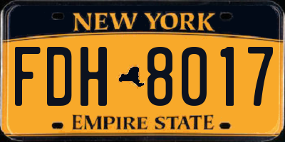 NY license plate FDH8017