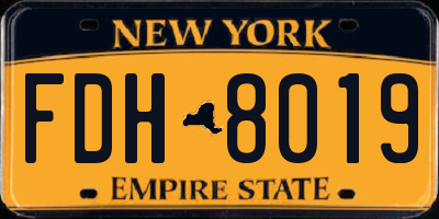 NY license plate FDH8019