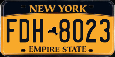 NY license plate FDH8023
