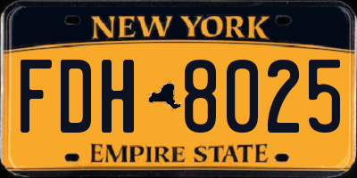 NY license plate FDH8025