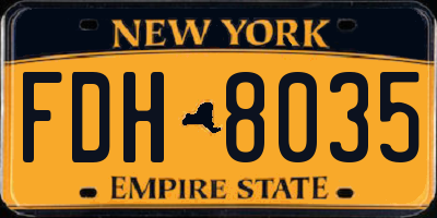 NY license plate FDH8035