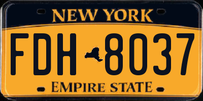 NY license plate FDH8037