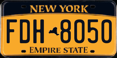 NY license plate FDH8050