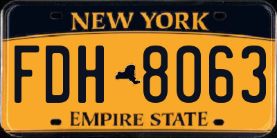 NY license plate FDH8063