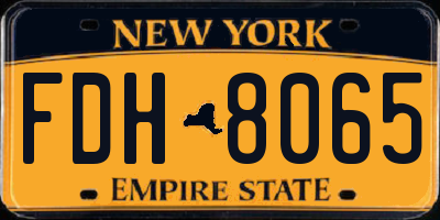 NY license plate FDH8065
