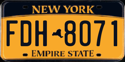 NY license plate FDH8071