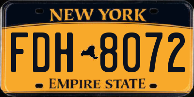 NY license plate FDH8072