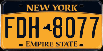 NY license plate FDH8077