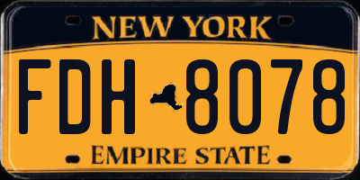 NY license plate FDH8078