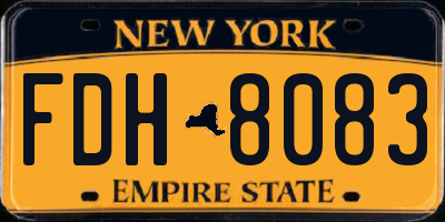 NY license plate FDH8083