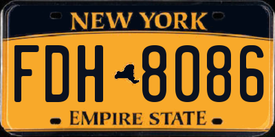NY license plate FDH8086