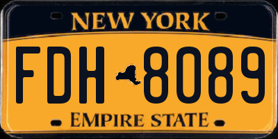 NY license plate FDH8089