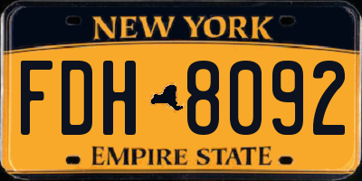 NY license plate FDH8092