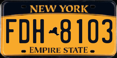 NY license plate FDH8103