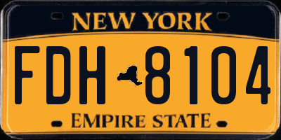 NY license plate FDH8104