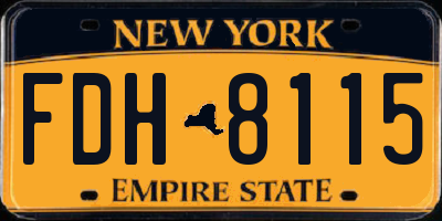 NY license plate FDH8115