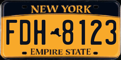 NY license plate FDH8123