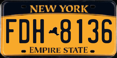 NY license plate FDH8136