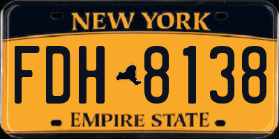 NY license plate FDH8138