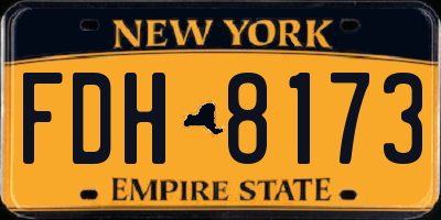 NY license plate FDH8173