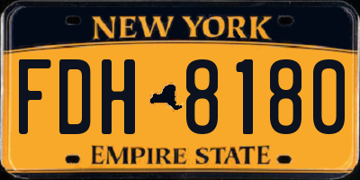 NY license plate FDH8180