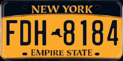 NY license plate FDH8184