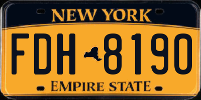 NY license plate FDH8190