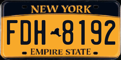 NY license plate FDH8192