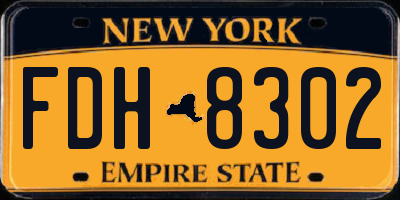 NY license plate FDH8302