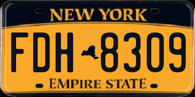 NY license plate FDH8309