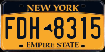 NY license plate FDH8315