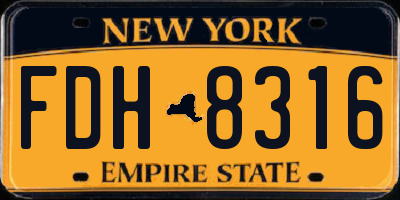 NY license plate FDH8316