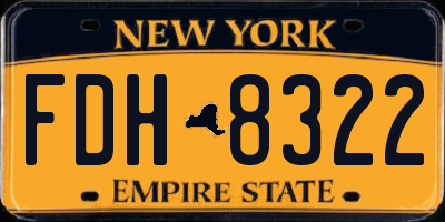 NY license plate FDH8322
