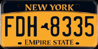 NY license plate FDH8335