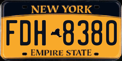 NY license plate FDH8380