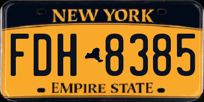 NY license plate FDH8385