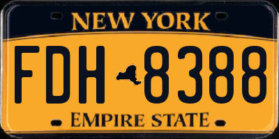 NY license plate FDH8388