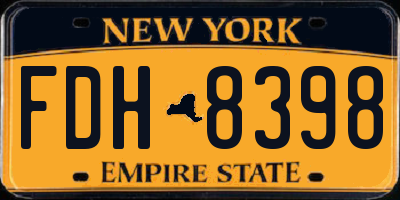 NY license plate FDH8398