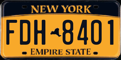 NY license plate FDH8401