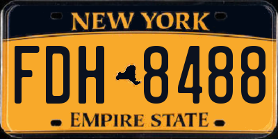 NY license plate FDH8488