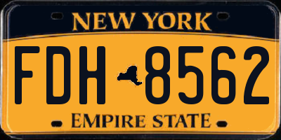 NY license plate FDH8562