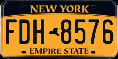 NY license plate FDH8576